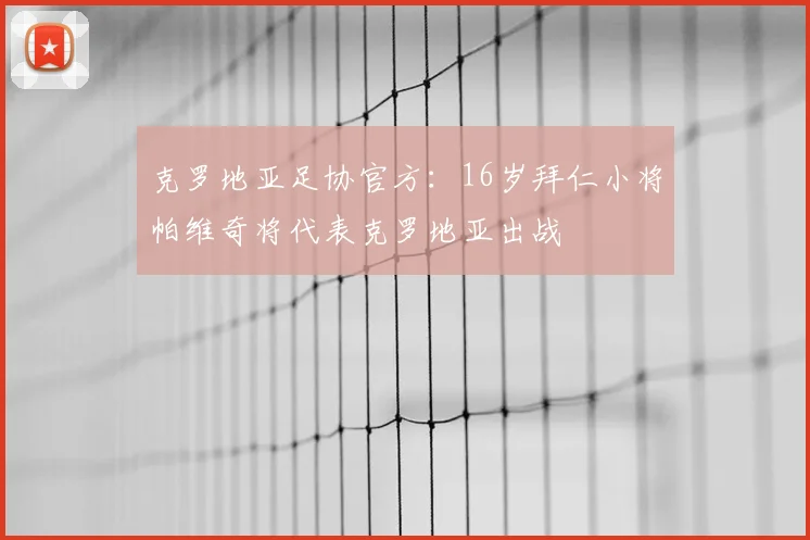 克罗地亚足协官方：16岁拜仁小将帕维奇将代表克罗地亚出战
